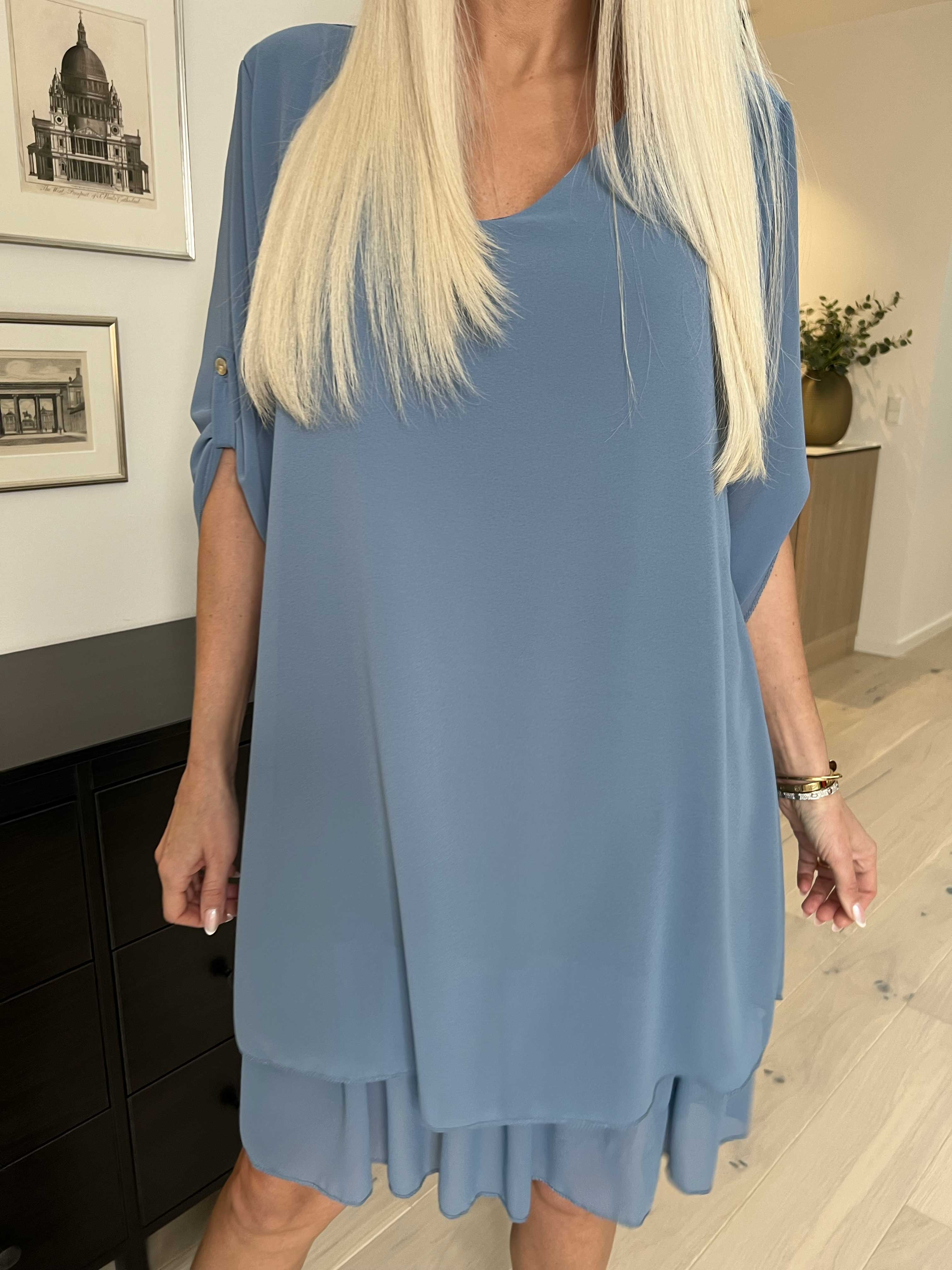 Jill - Chiffongtunika med underkjol i viskos